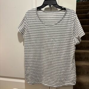 Hanes Gray and White Striped Tee